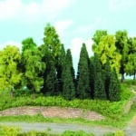 22 arbres feuillus et sapins HEKI de 5 à 12cm pour N