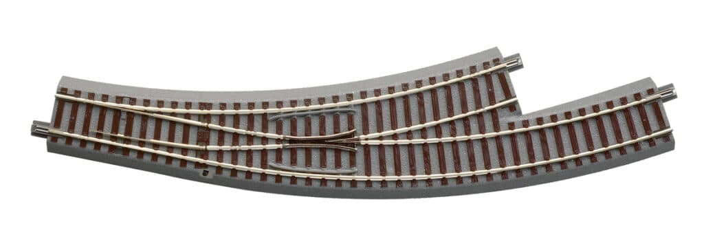 Aiguillage à droite R 502.7 mm, 200 mm, 22.5 degrés voie Geoline HO - ROCO 61141