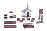 Petite chapelle de montagne KIBRI-39780 présentation de l'ensemble des pièces du kit