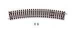 PECO-ST2030 Blister de 8 rails courbes R3 22,5° H0 code 100