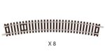 PECO-ST3016 Blister de 8 rails courbes R3 298,5mm 22,5° N code 80