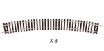 PECO-ST3018 Blister de 8 rails courbes R4 22,5° code 80 N
