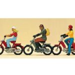 3 Motocyclistes sur vélomoteurs PREISER-10125