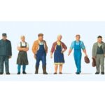 6 figurines de villageois dans la rue PREISER-10472