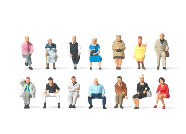 Noch 15536 – Figurines Modélisme Ferroviaire « Gens Assis » (6 Pièces Sans Banc) | Accessoire Pour Maquettes Et Dioramas