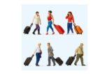 PREISER-10640 Voyageurs marchant avec valises roulantes - 6 figurines HO