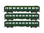 REE-VB456 Coffret 3 Voitures métallisées ex PLM 2 B8 et 1 A7 vert 306 époque IIIb