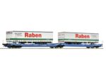 Roco-6600117 Wagon VTG double articulé T3000e porte remorque Raben