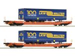 Roco-6600064 Coffret de 2 wagons porte remorque Wascosa LKW WALTER