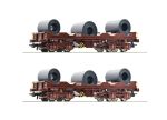 ROCO-76338 Coffret de 2 wagons transport de bobines d'acier