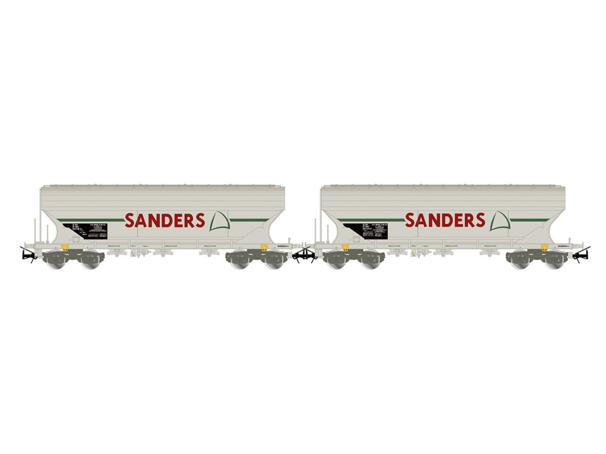 JOUEF-HJ6312 Coffret SNCF de 2 wagons trémies céréaliers SANDERS Set de 2 wagons céréaliers SANDERS JOUEF-HJ6312