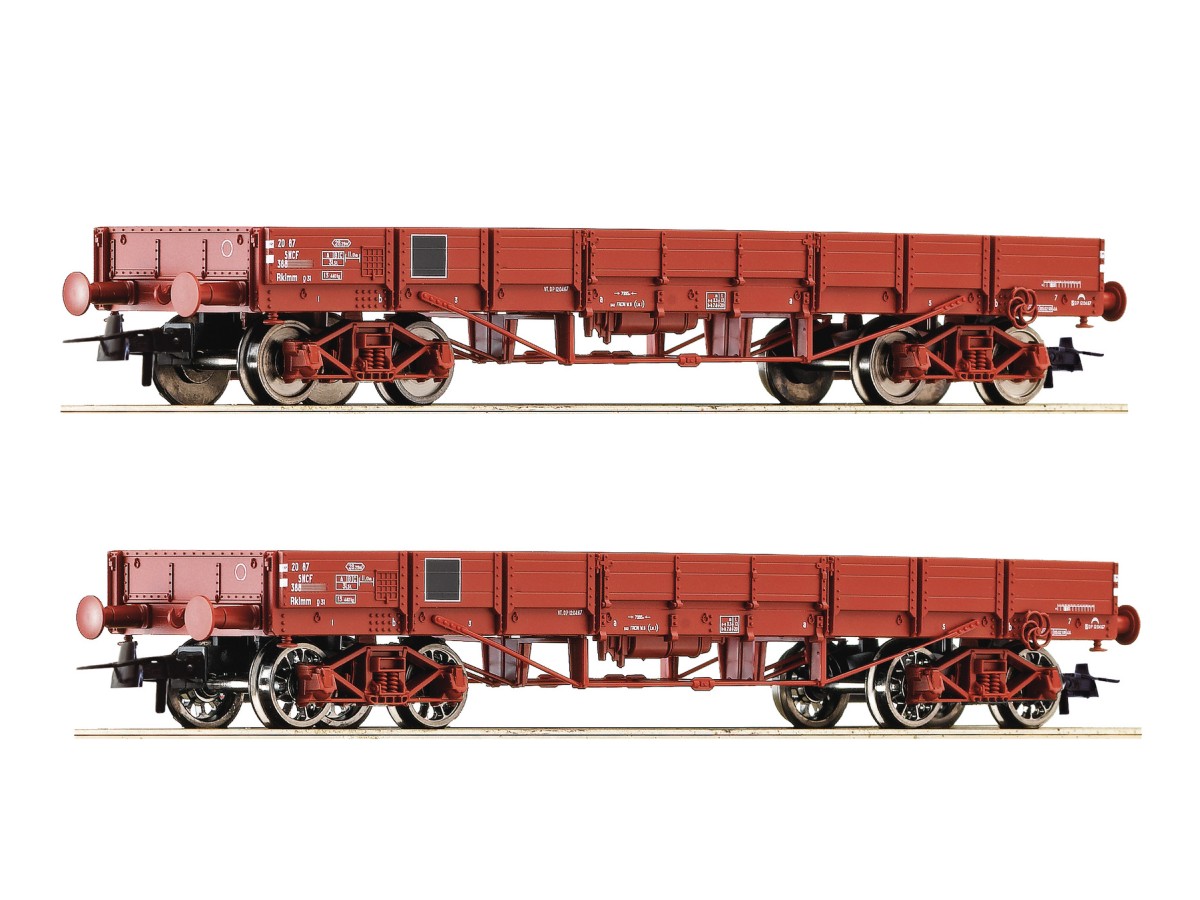 Coffret de wagons plats à ridelles basses de la SNCF ROCO-6600224
