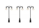 FALLER-180107 Lot de 3 réverbères à Leds style ancien fonte et fer forgé HO