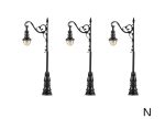 FALLER-272127 Lot de 3 lampadaires anciens à leds fonte et fer forgé échelle N