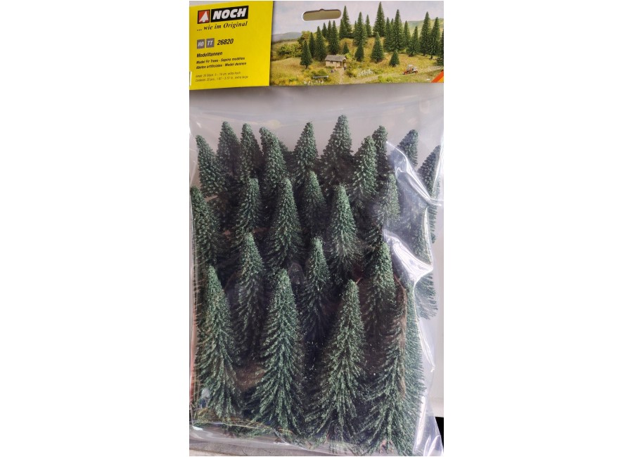 NOCH-26820 Sapins 5 à 14cm 25 pièces TT et HO Sapins 50 à 140mm NOCH-26820