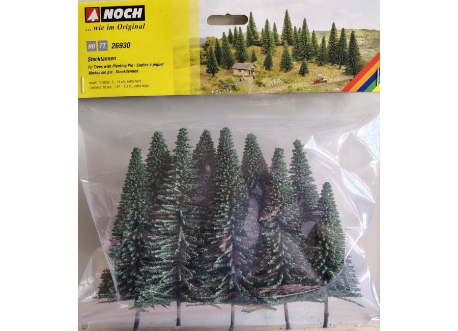 NOCH-26930 Sapins 5 à 14cm à piquer 10 pièces TT et HO Sapins à piquer de 5 à 14cm NOCH-26930