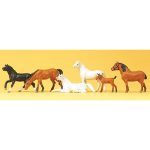 Animaux - Chevaux noirs marrons et blancs PREISER-10150