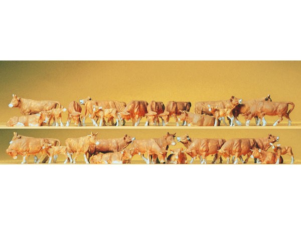 PREISER-14409 Animaux - Vaches brunes - 30 figurines HO Animaux - Vaches brunes PREISER-14409