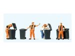 PREISER-10651 Eboueurs au travail - 4 Figurines HO avec poubelles