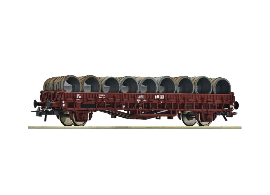 Roco-6600300 Wagon plat à ridelles basses chargé de bobines Wagon plat avec bobines ROCO-6600300
