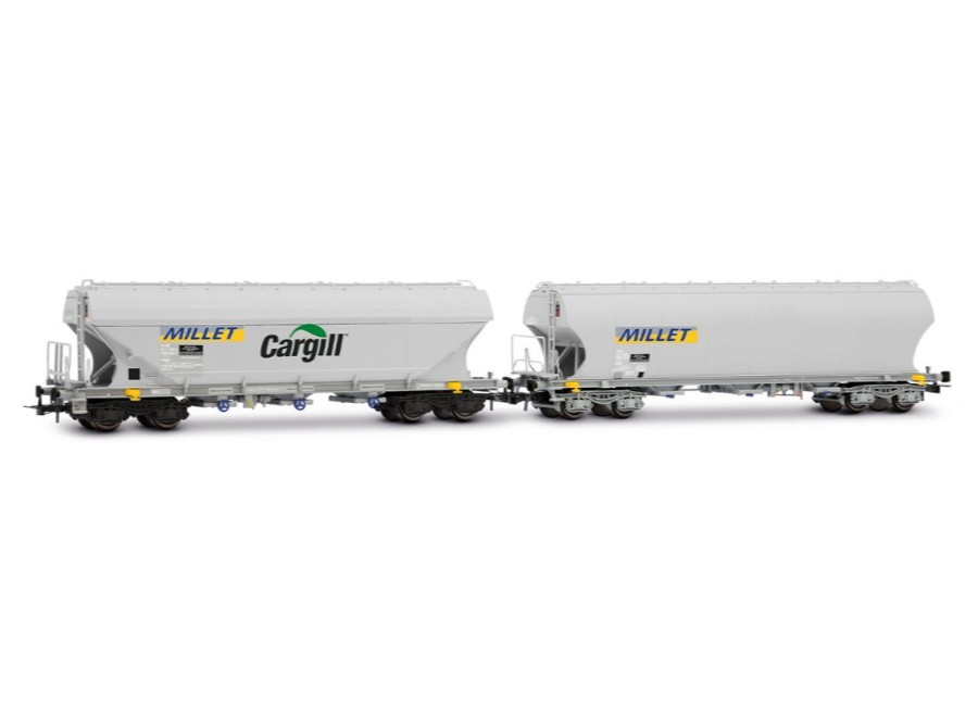 JOUEF-HJ6320 Coffret 2 wagons céréaliers MILLET Wagons céréaliers MILLET Cargill JOUEF-HJ6320